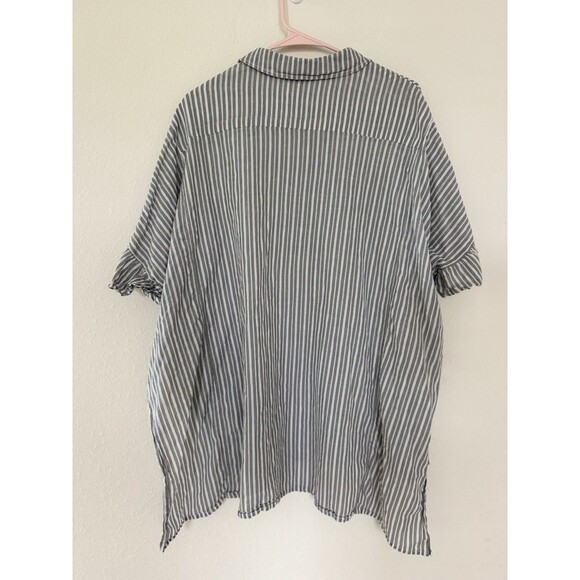 Maeve Oversized Button Down Boxy Ruffle Embroidered Top XS/S Beach Resort Chic - Picture 2 of 6